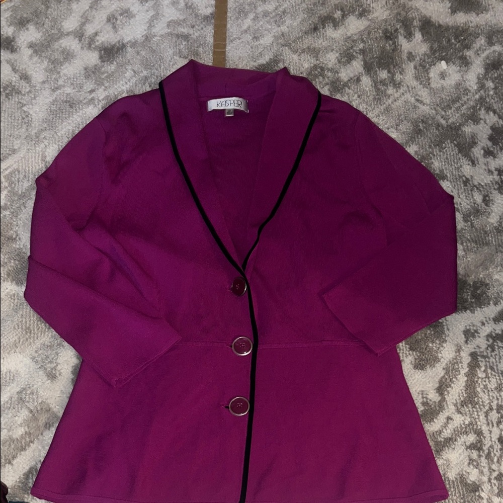 Kasper Women's Magenta Blazer with Black Trim